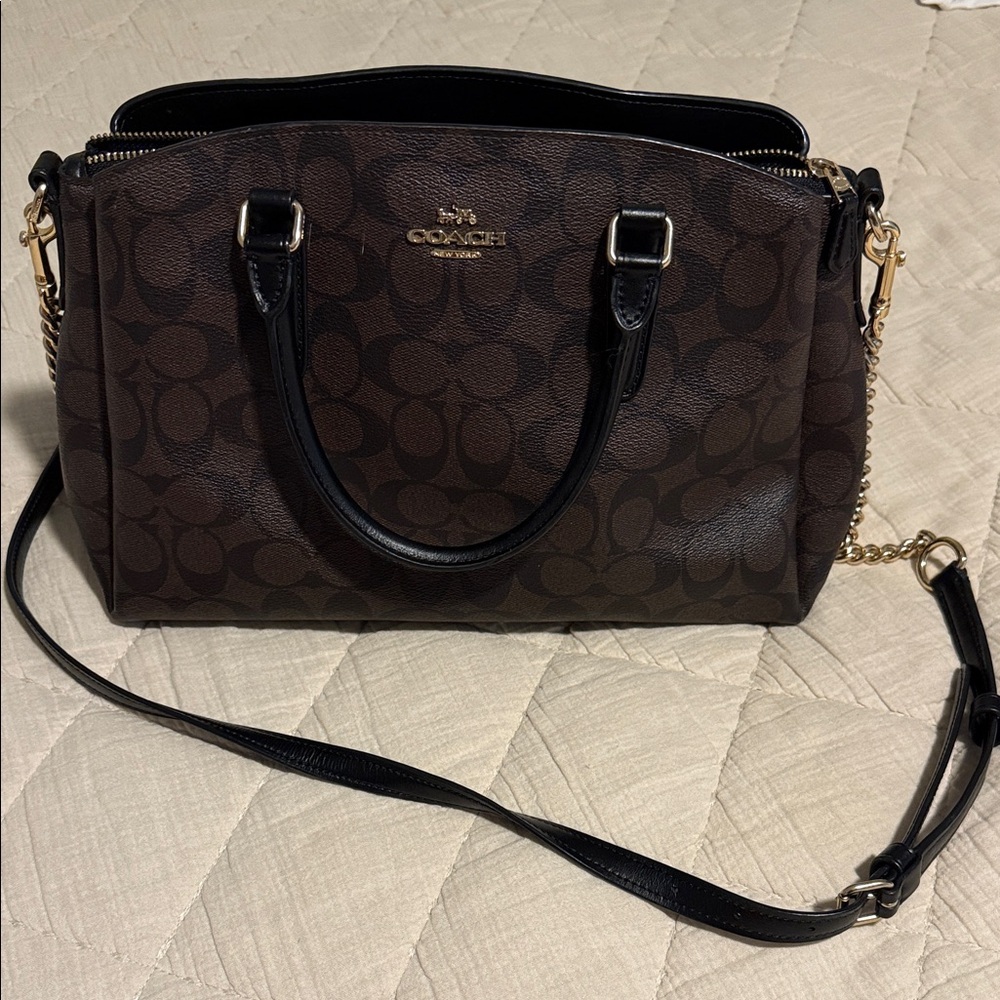 Coach Signature Brown and Black Satchel